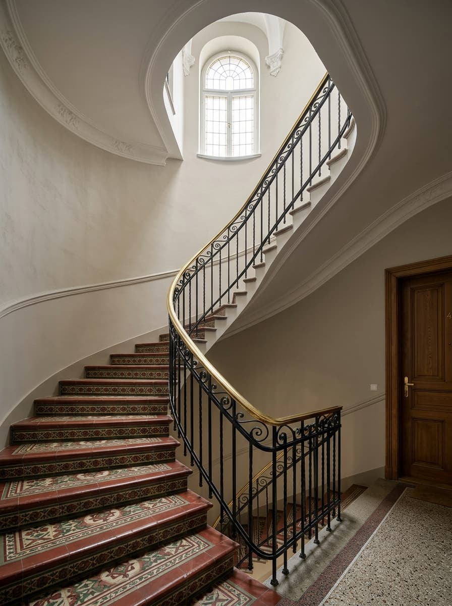 Cage d'escalier repeinte